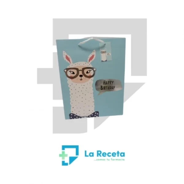 Bolsa de Regalo Azul Happy Birthday Llama